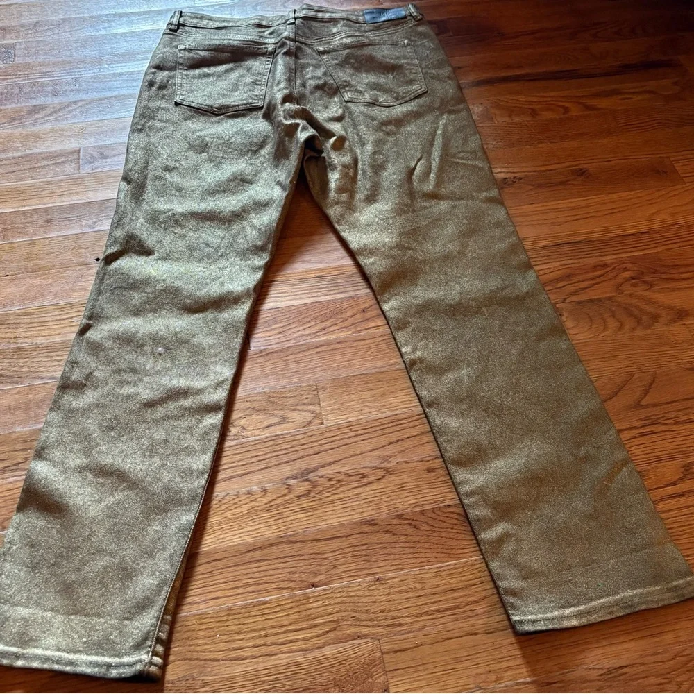 Ralph Lauren Black Label Jeans Women's Size 14 Gold Metallic High Rise, NWOT - Picture 2 of 3